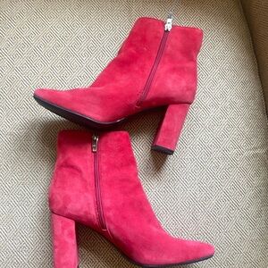 Marc Fisher Red Suede Booties, 8M